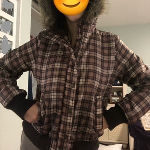 Plaid hooded winter jacket - Junio Large